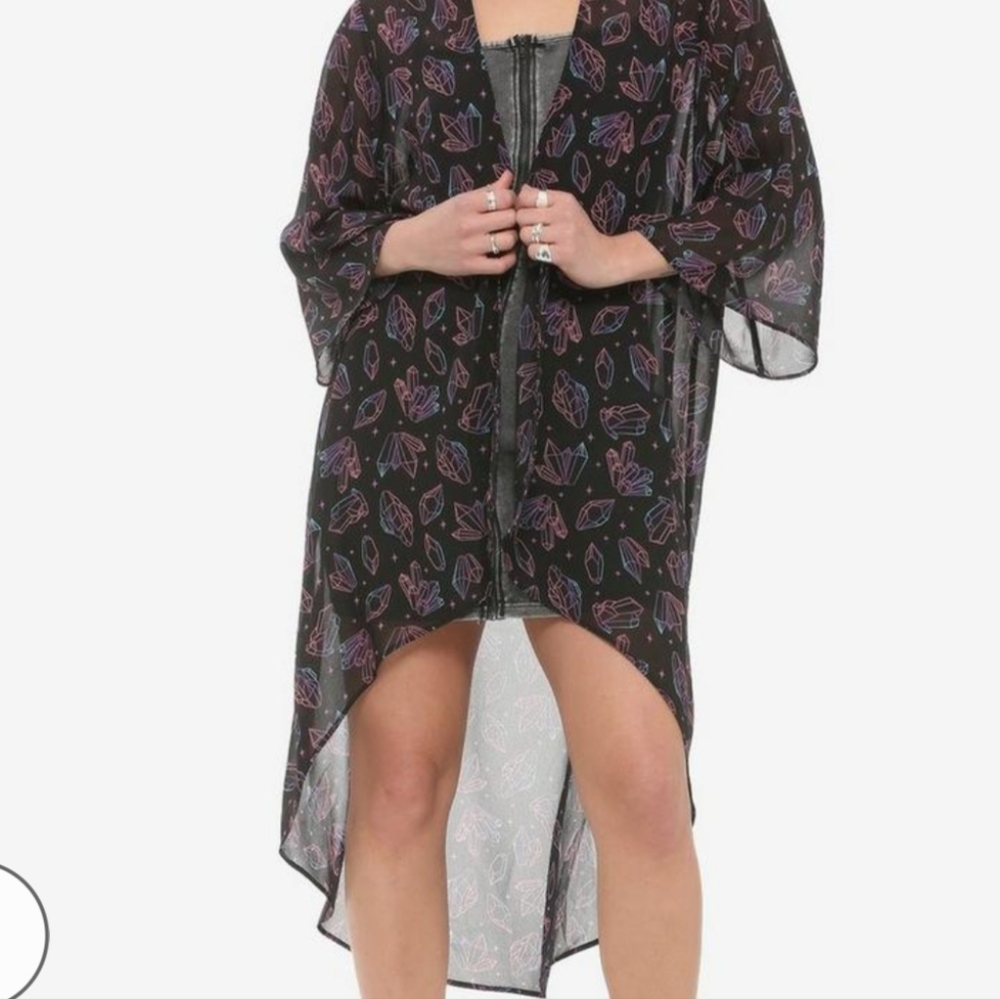 Crystal Print Midi Kimono
